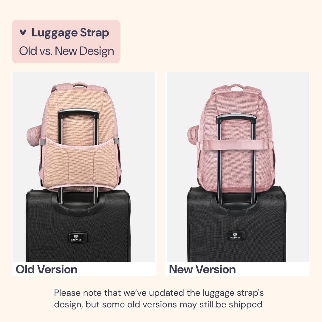 BabbleRoo Diaper Bag Backpack, Travel Backpack with Changing Pad, Pacifier Case & Stroller Straps, Multifunction, Waterproof, Unisex – Pink