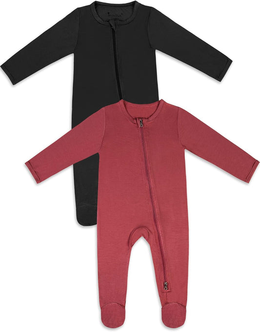 Jimonda Bamboo Baby Pajamas,Unisex Boys Girls One-Piece Footies,Long Sleeve Sleepers 2-Way Zip closure Romper