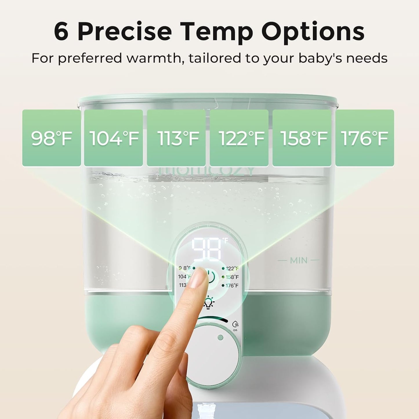 Momcozy Dual Lights Water Warmer for Night Feedings, Instant Bottle Warmer for Making Formula, 57 Oz Larger Capicity, Formula Dispenser with 6 Temp Options, Breastfeeding Essentials