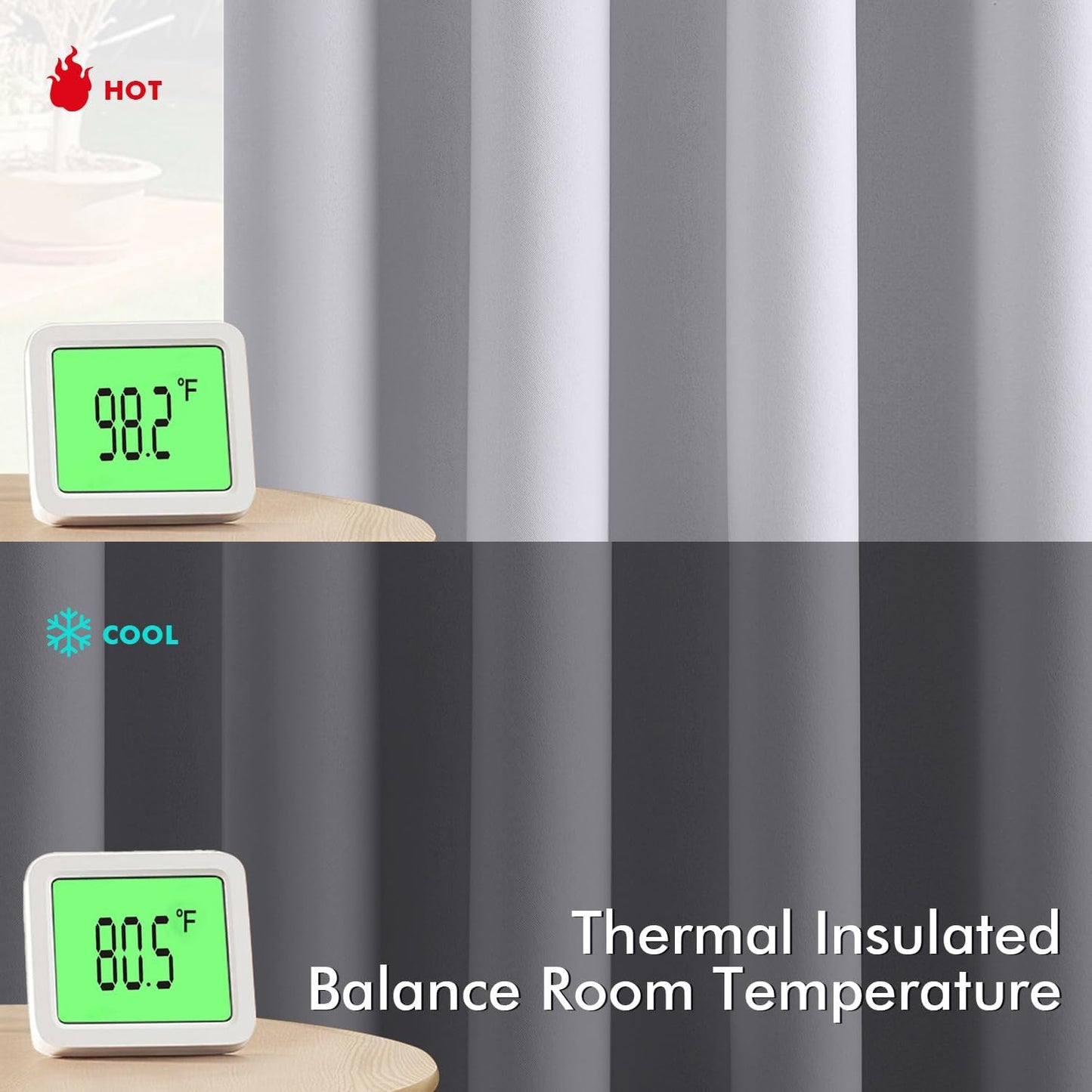 MIULEE Blackout Curtains for Bedroom Living Room 90 Inches Long 2 Panels, Thermal Insulated Room Darkening Drapes Solid Grommet Noise Reduction Light Blocking Window Curtains 40x90 Inch Greyish White