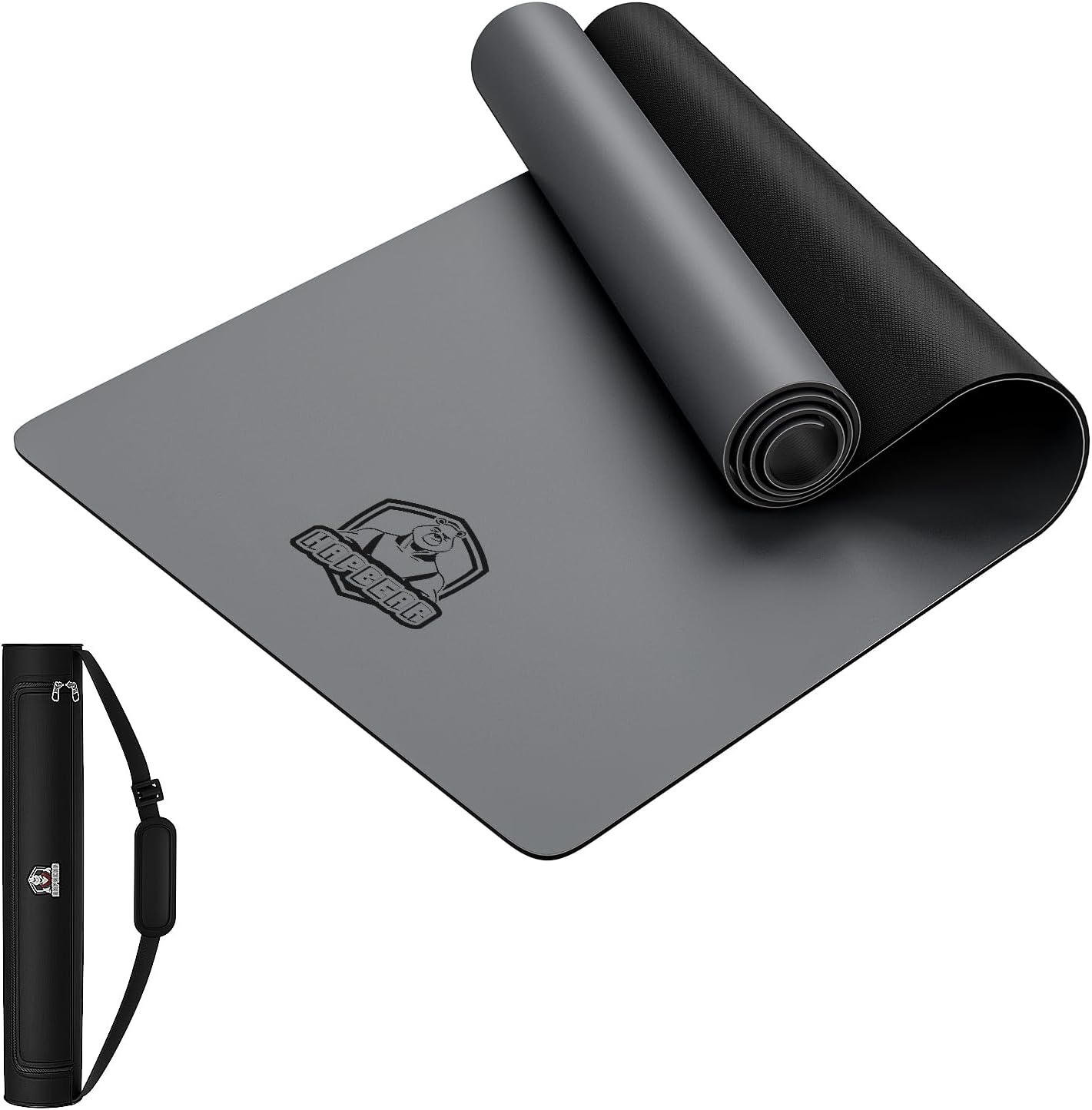 HAPBEAR Large Yoga Mat 72"x30" - 5mm Thick PU Top & Rubber Bottom - Non-Slip Wide Exercise Mat with Dual Layers - High Shock Absorption for Professional Yogis & Home Workouts - Bonus Oxford Bag Included