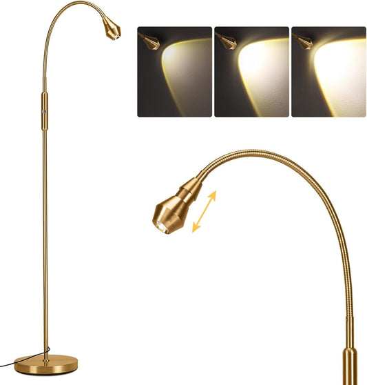 SUNMORY Adjustable LED Beam Floor Lamps for Living Room, Reading Lamp with Flexible Gooseneck, Dimmable Zoomable Spotlight, Work Light, Touch Control, Task Crafting Standing Lamp for Office Bedroom