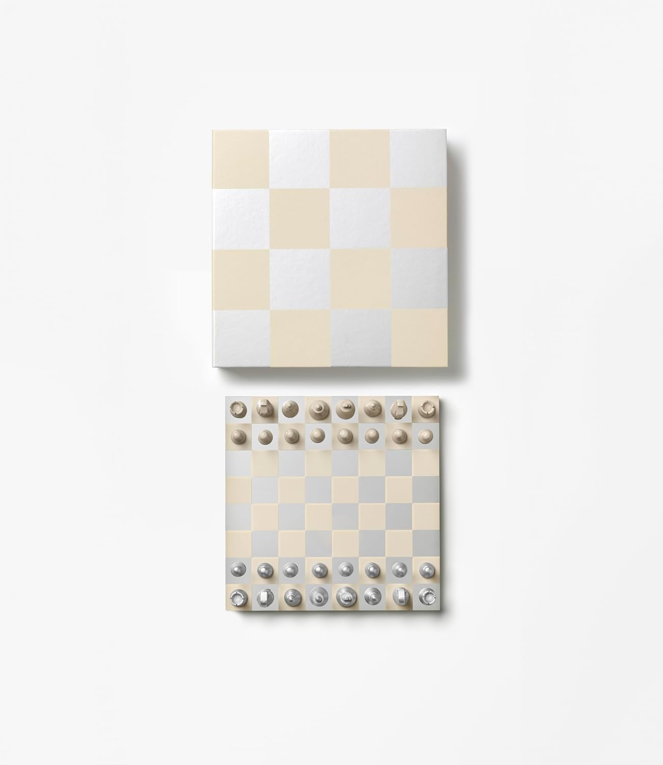 Classic – Art of Chess, Mirror – Beige & Silver Wooden Chess Set with Mirrored Acrylic Board – Stylish Coffee Table Game for Adults & Kids Ages 5+ – Multilingual Instructions Included