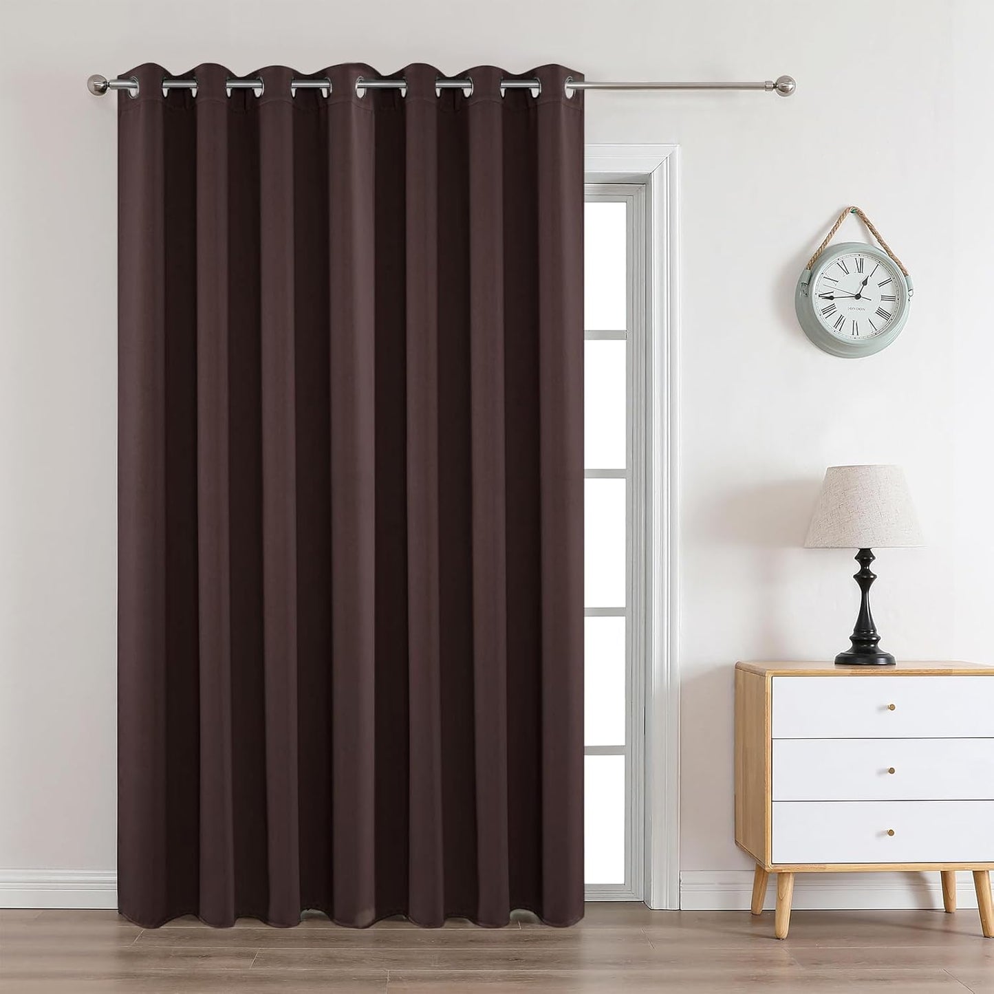 Joydeco Blackout Curtains 95 Inches Long 1 Panel, Thermal Insulated Long Curtains& Drapes 1 Piece, Room Darkening Grommet Drapes for Living Room Bedroom Window (W70 x L95 Inch, Chocolate)