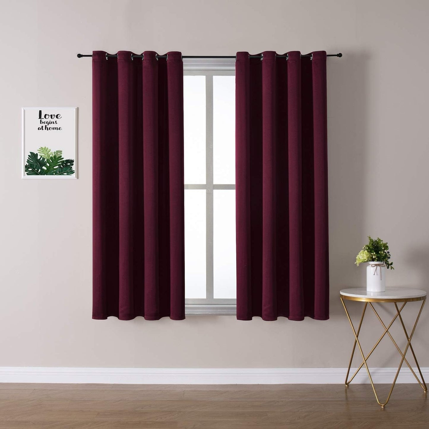 ChrisDowa Grommet Blackout Curtains for Bedroom and Living Room - 2 Panels Set Thermal Insulated Room Darkening Curtains (Burgundy Red, 52W x 54L)