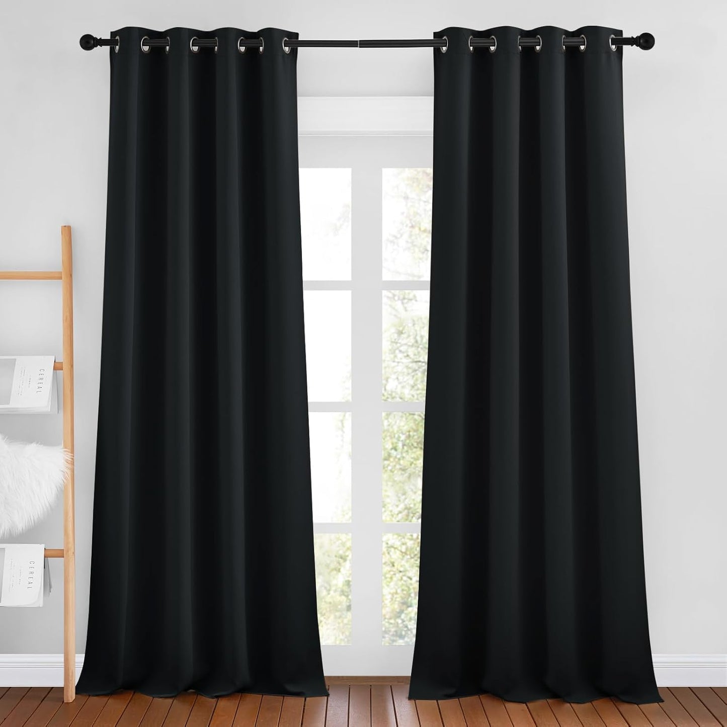 NICETOWN Black Out Curtains 102 inches Long, Grommet Thermal Insulated Solid Blackout Curtains Privacy Window Treatments for Bedroom/Living Room, W46 x L102, 2 Panels