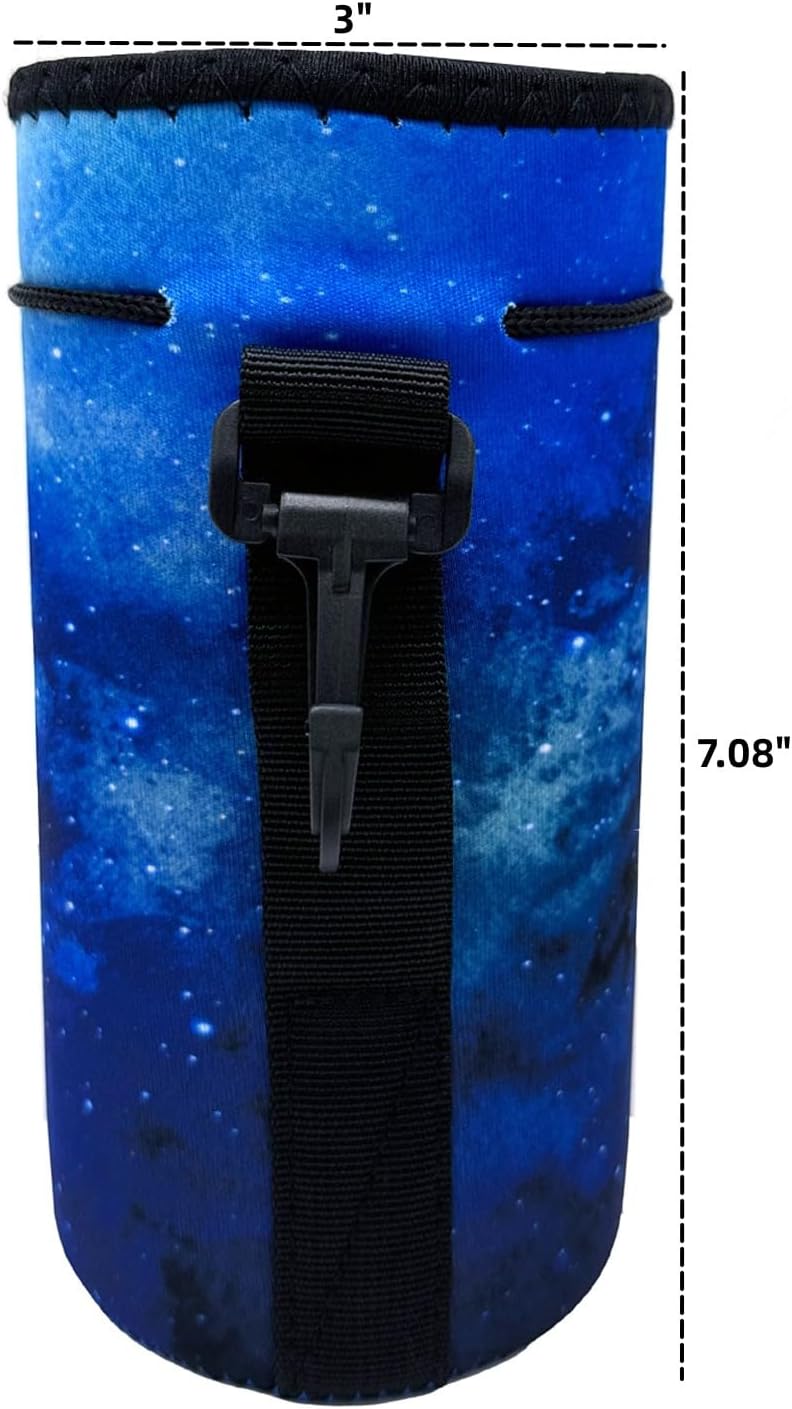 Water Bottle Bag Carrier, Neoprene Sleeve Portable Insulator Cover With Drawstring for 18-20 Oz Bottles (Blue)