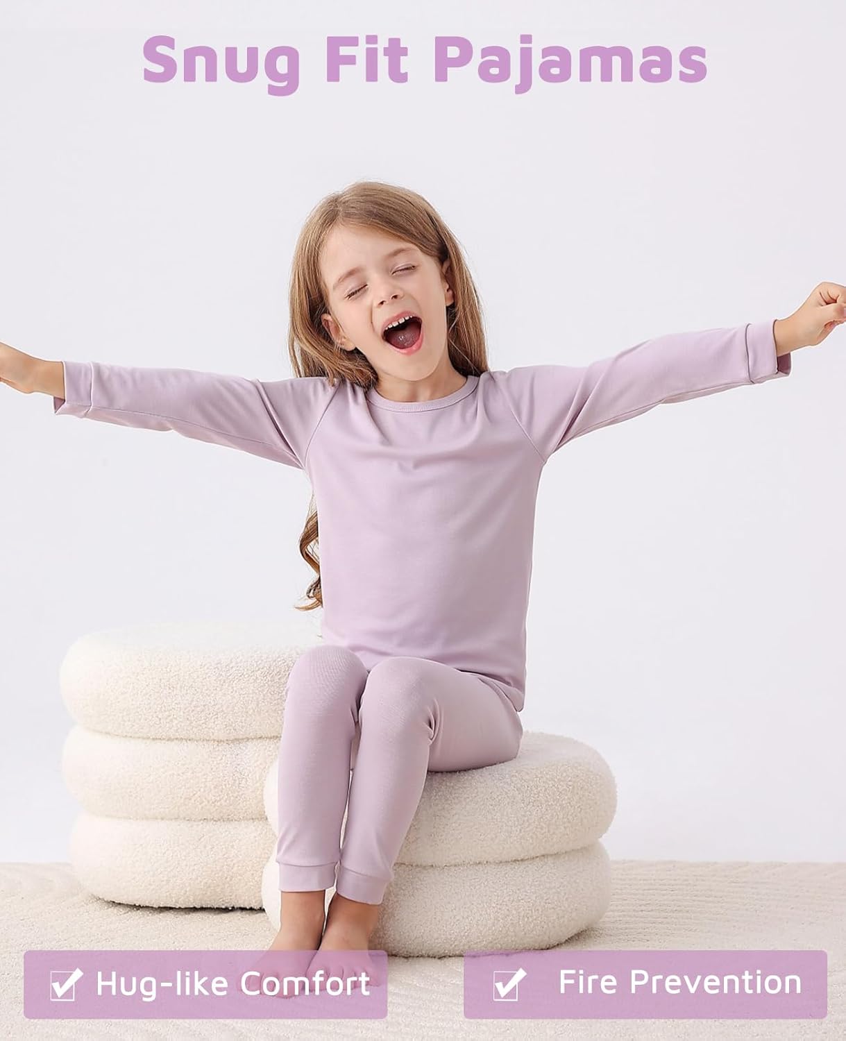 JunNeng Bamboo Viscose Pajamas for Toddler Baby, Boys Girls Solid Snug Fit Pajamas Long Sleeve Sleeper