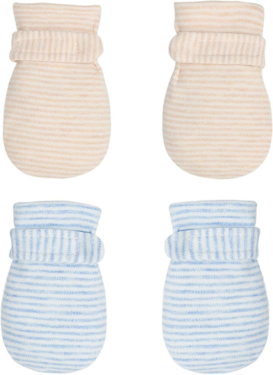 Newborn Baby No Scratch Mittens Stay On, 100% Cotton Breathable, Adjustable Infant Gloves for Baby Boys Girls Mittens