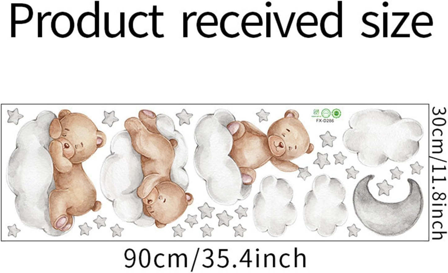 Tedy Bear Wall Decals, Cute Bear Sleeping on The Moon Cloud Stars Wall Stickers, Cartoon Tedy Bear Wall Decor for Baby Kids Baby Room Nursery Decor (Tedy-Bear)