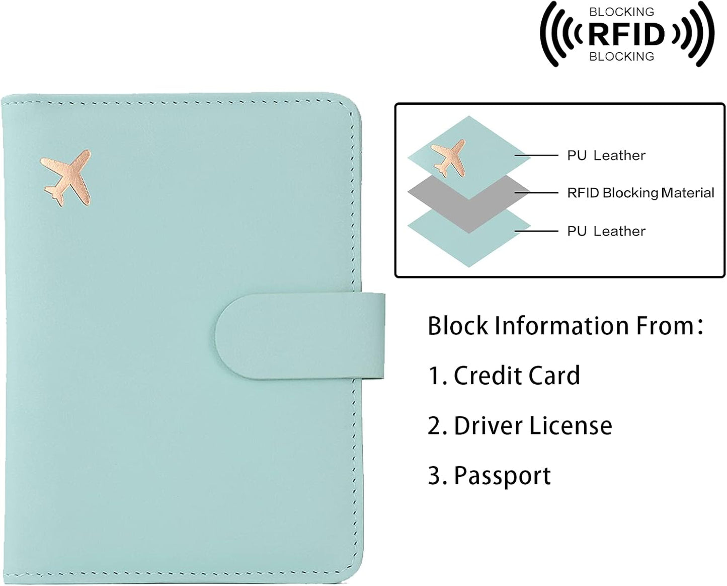 Melsbrinna Rfid Passport Holder for Travel women/Men, Cute Passport Wallet Rfid Blocking Card Slots, Rfid Passport Cover/CaseTravel Wallet, Passport Book Holder (1, Green1)