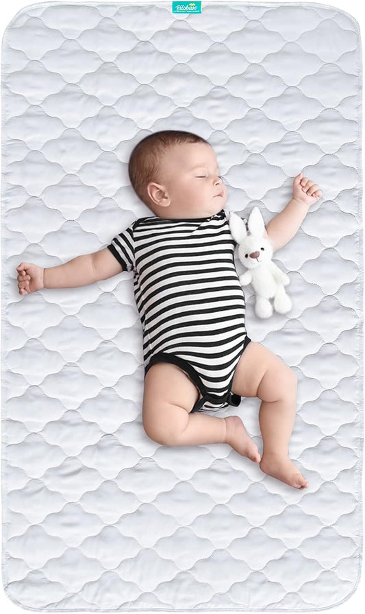 Crib Mattress Protector Pad Cover Quilted Waterproof Incontinence Bed Pads Wetting Protection Pad 52" x 28" Reusable & Non-Slip Potty Training Pads for Toddlers (Quilted Improved Thickness)