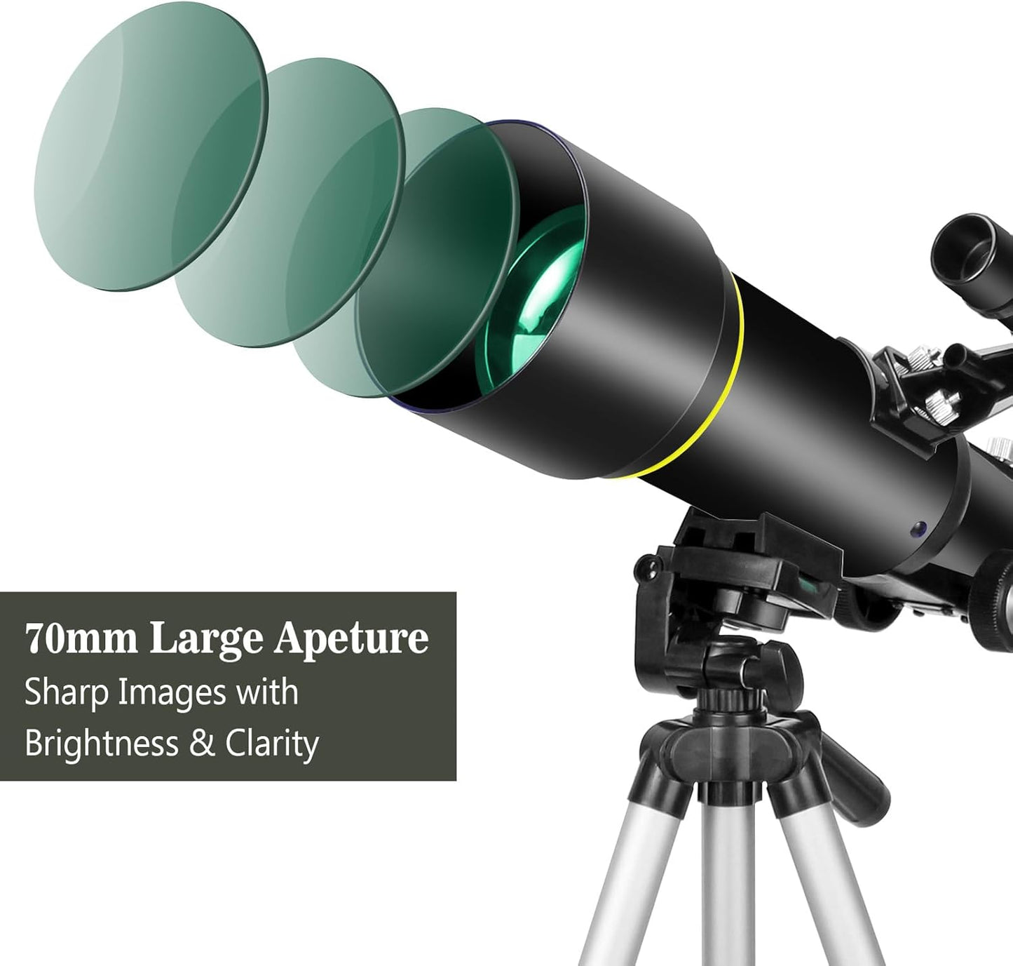 Telescopes, Telescope for Kids and Adults Beginners, 70mm Aperture 400mm Focus Length Refractor Travel Telescope with AZ Mount for Observe The Moon and Landscape-Black