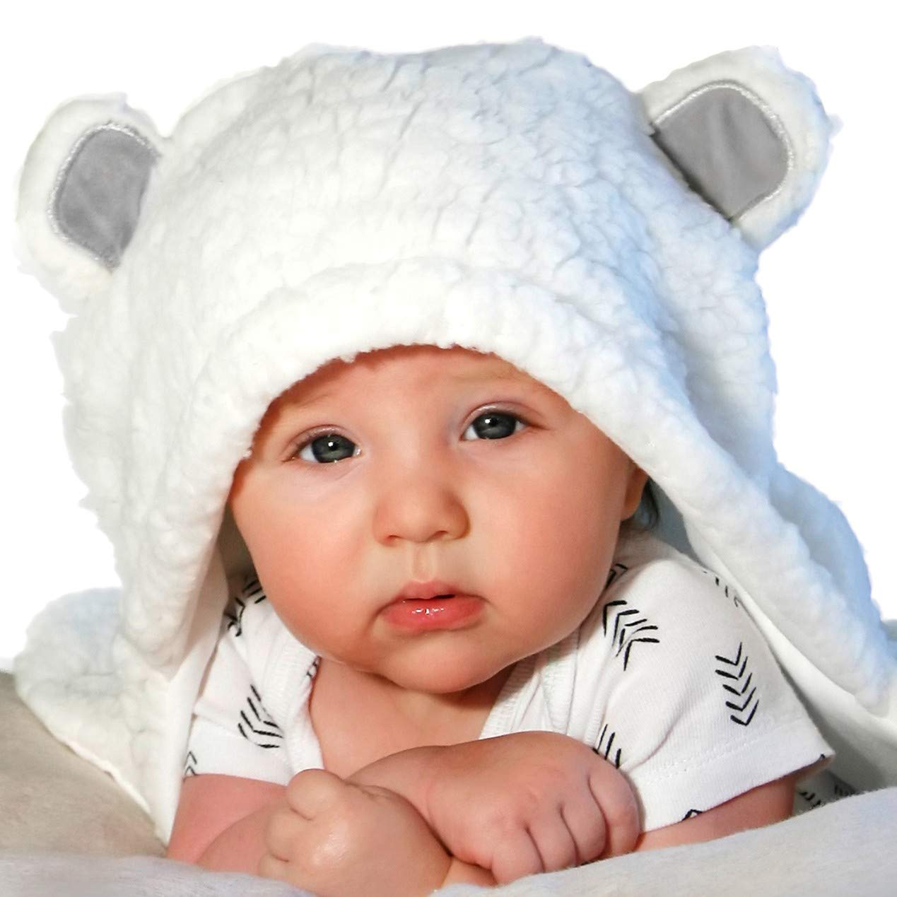 Jam Naturals-Cute Bear Organic Newborn Swaddle Wrap-Gender Neutral Soft Plush Receiving Blanket, Newborn Baby Registry Gift(Grey 3-6m)