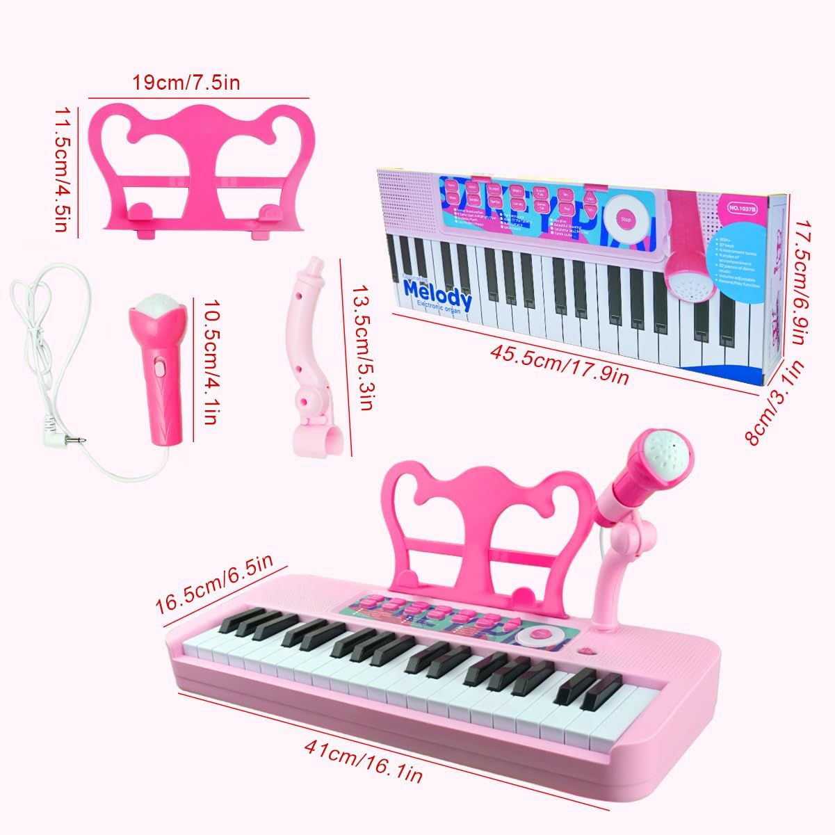 Kids Piano Keyboard Toy for Girls - 37 Keys Pink Toddler Piano with Microphone and Two Speakers, Electronics Musical Instrument,Christmas Birthday Gifts for Kids 3 4 5 6 7 8 Year Old Boys and Girls