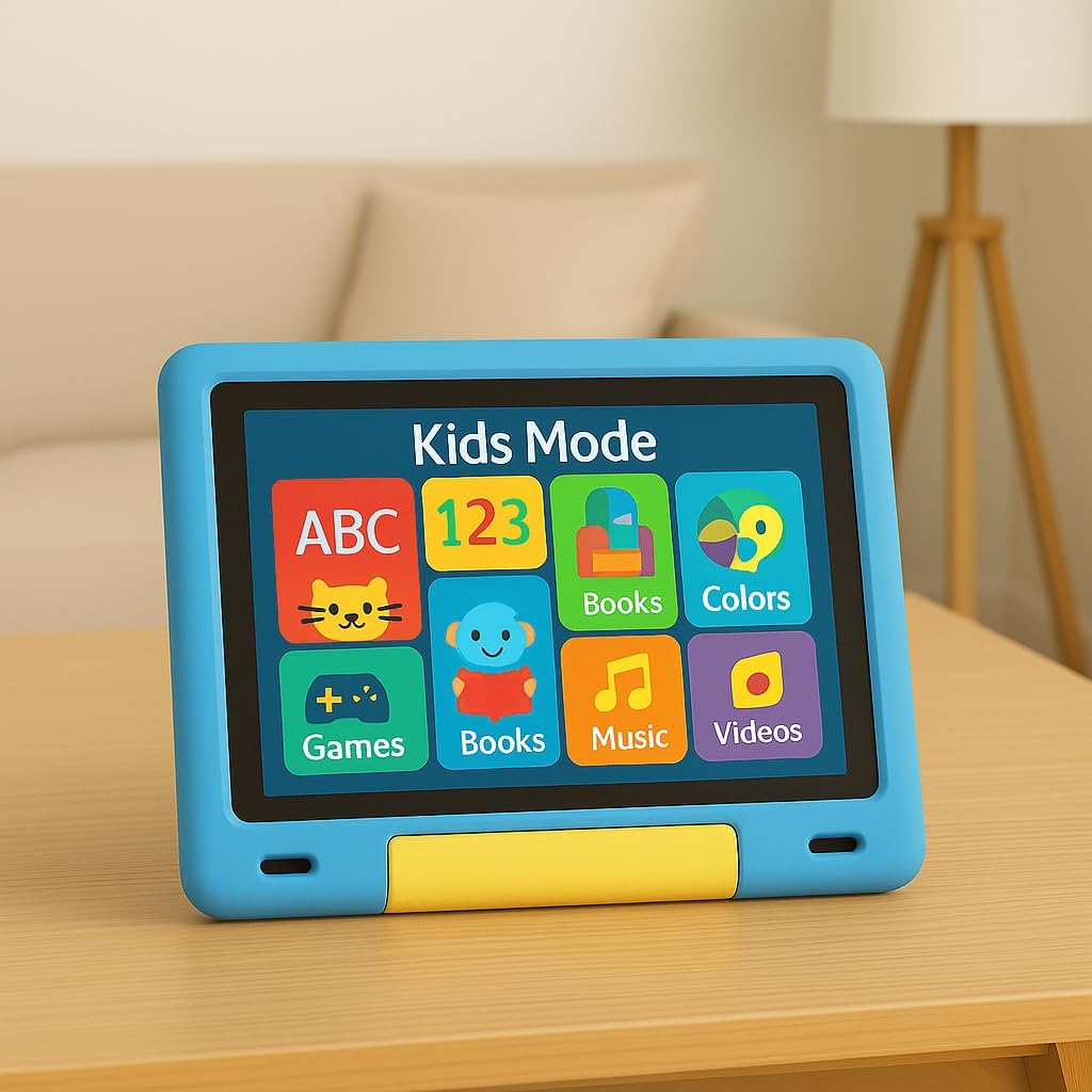 10.1 Inch Kids Tablet with Shockproof Case | Android 14, 64GB+8GB RAM, 12H Battery | Parental Control, Google Kids Space & Preloaded Educational Apps | WiFi 6, HD Display, Ages 3-12