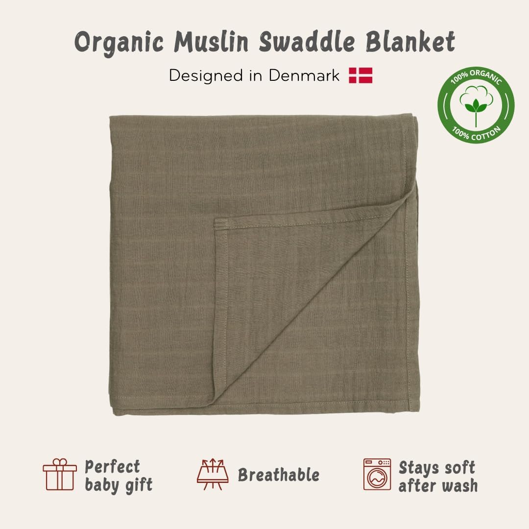 Swaddle - 100% Organic Cotton - Muslin Swaddle Blankets for Newborn, 47" x 47" (Sage Green)