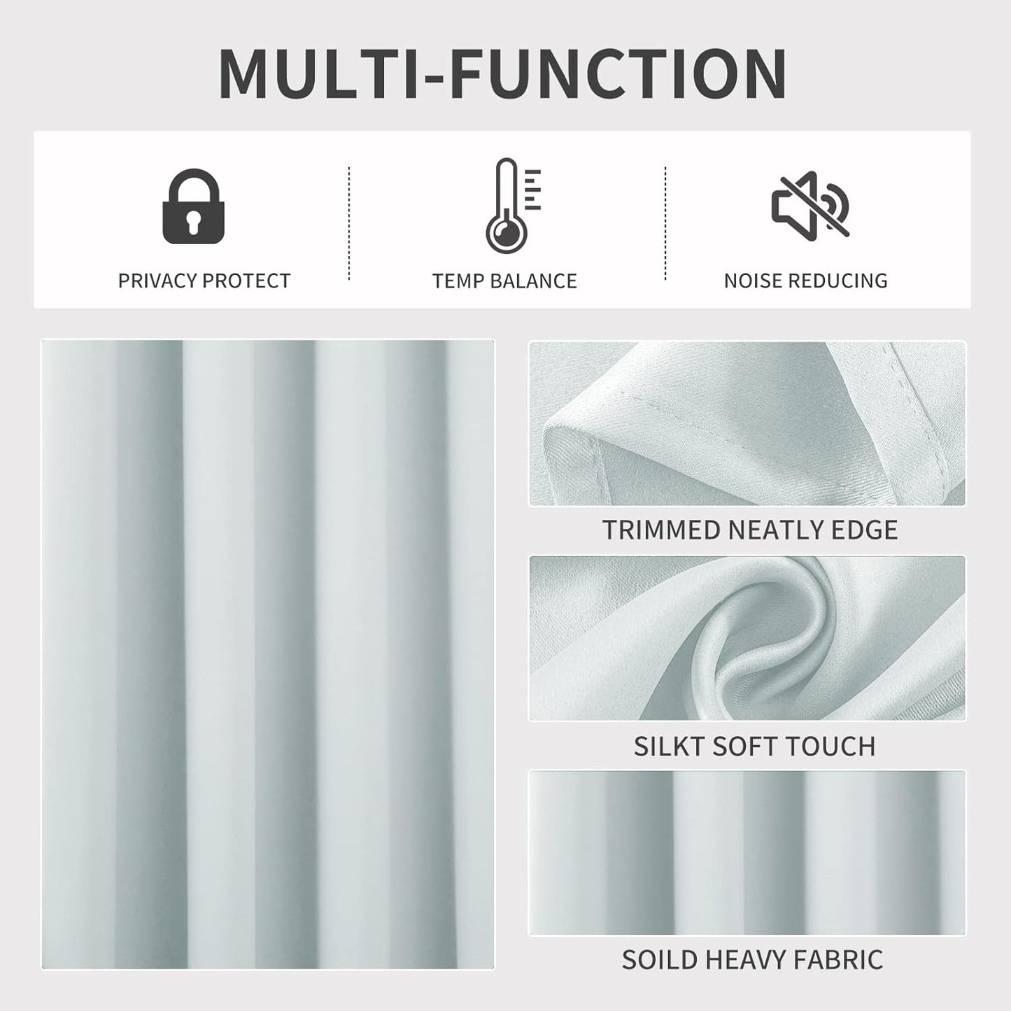 Joydeco White Curtains 90 Inches Long 2 Panels Set, Thermal Insulated Long Curtains& Drapes 2 Burg, Room Darkening Grommet Drapes for Living Room Bedroom Window (W52 x L90 Inch, Greyish White)