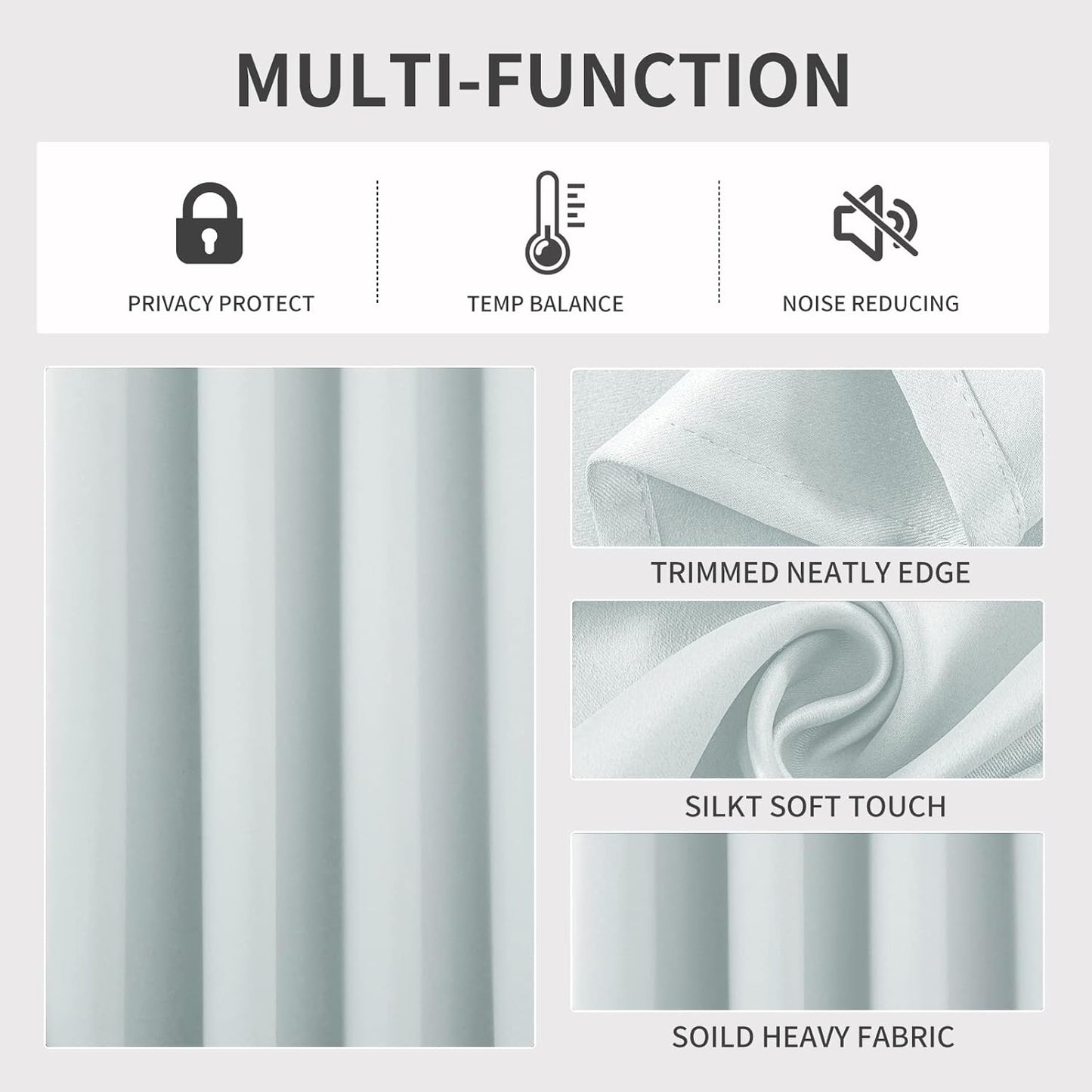 Joydeco White Curtains 95 Inches Long 2 Panels Set, Thermal Insulated Long Curtains& Drapes 2 Burg, Room Darkening Grommet Drapes for Living Room Bedroom Window (W52 x L95 Inch, Greyish White)