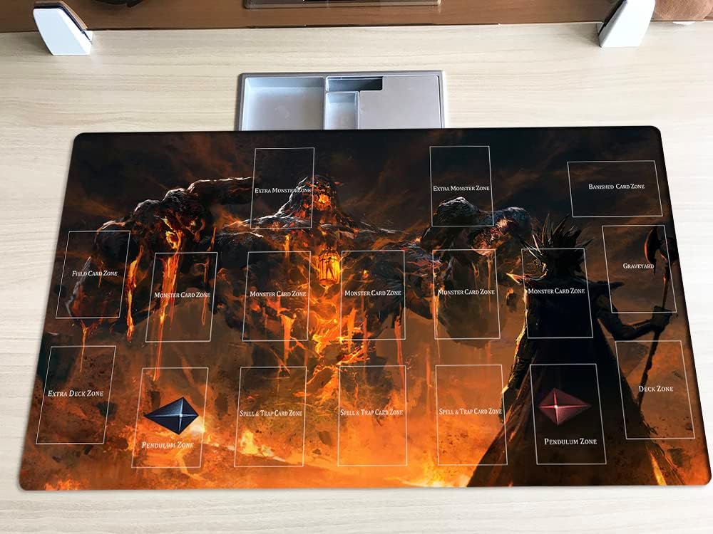 New Mlikemat Playmat Lava Golem Yami Marik TCG CCG OCG Trading Card Game Mat with Zones + Free Bag (ZD039-434-A)