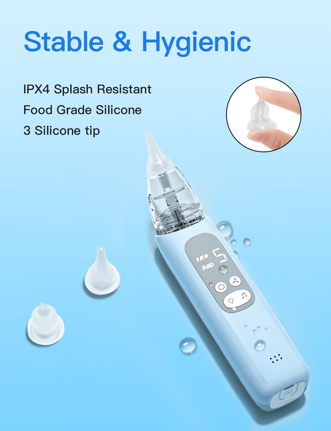 Baby Nasal Aspirator, Electric Nose Sucker with 5 Levels Suction, Soothing Light & Nursery Rhymes