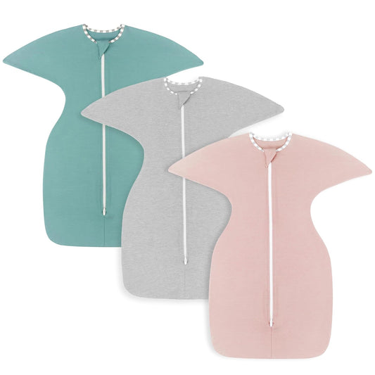 PuppyPaws Baby Sleep Sack 3-Pack Set, Transitional Swaddle, Sleep Sack 0-3 Months, Wearable Blanket Baby with 2-Way Zipper Summer, 95% Rayon derived from Bamboo, 5% Spandex