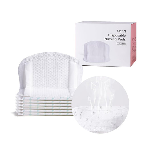 NCVI Disposable Ultra-Thin Nursing Pads 110 Count, Highly Absorbent Breast Pads for Leaking Milk, Breathable Nipple Pads for Breastfeeding, Soft and Stay Dry, Essentials for Nursing Moms