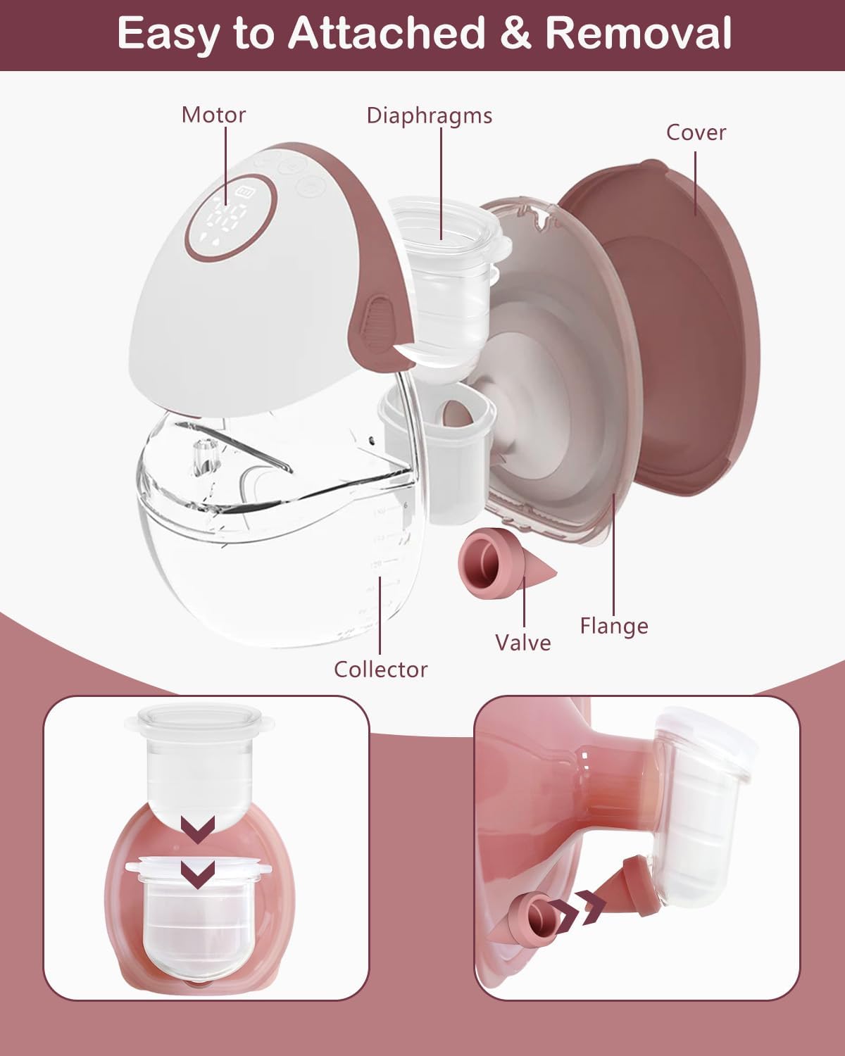 8PC M6 Breast Pump Replacement Accessories, Including 6pcs Duckbill Valve and 2pcs Diaphragms for Momcozy Mobile Style | M6, Replace for Momcozy Pump Parts, Not Original Parts, 8PC Red