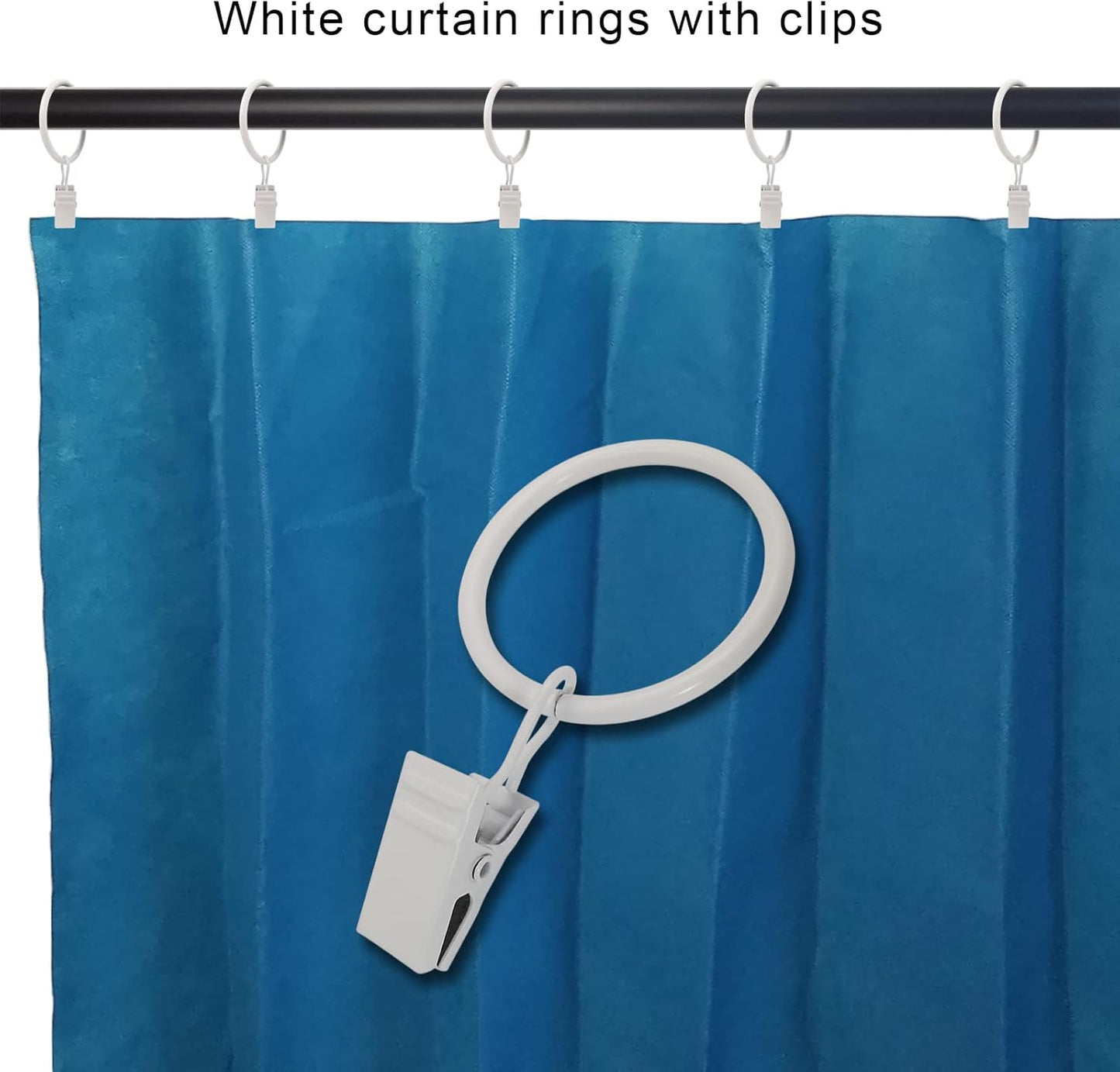40 Pack White Curtain Rings with Clips, Curtain Hooks Hangers Clip Rings for Hanging Drapes Bows Hat, Drapery Rings 1.26 in I D, Fits up to 1 in Diameter Curtain Rod.