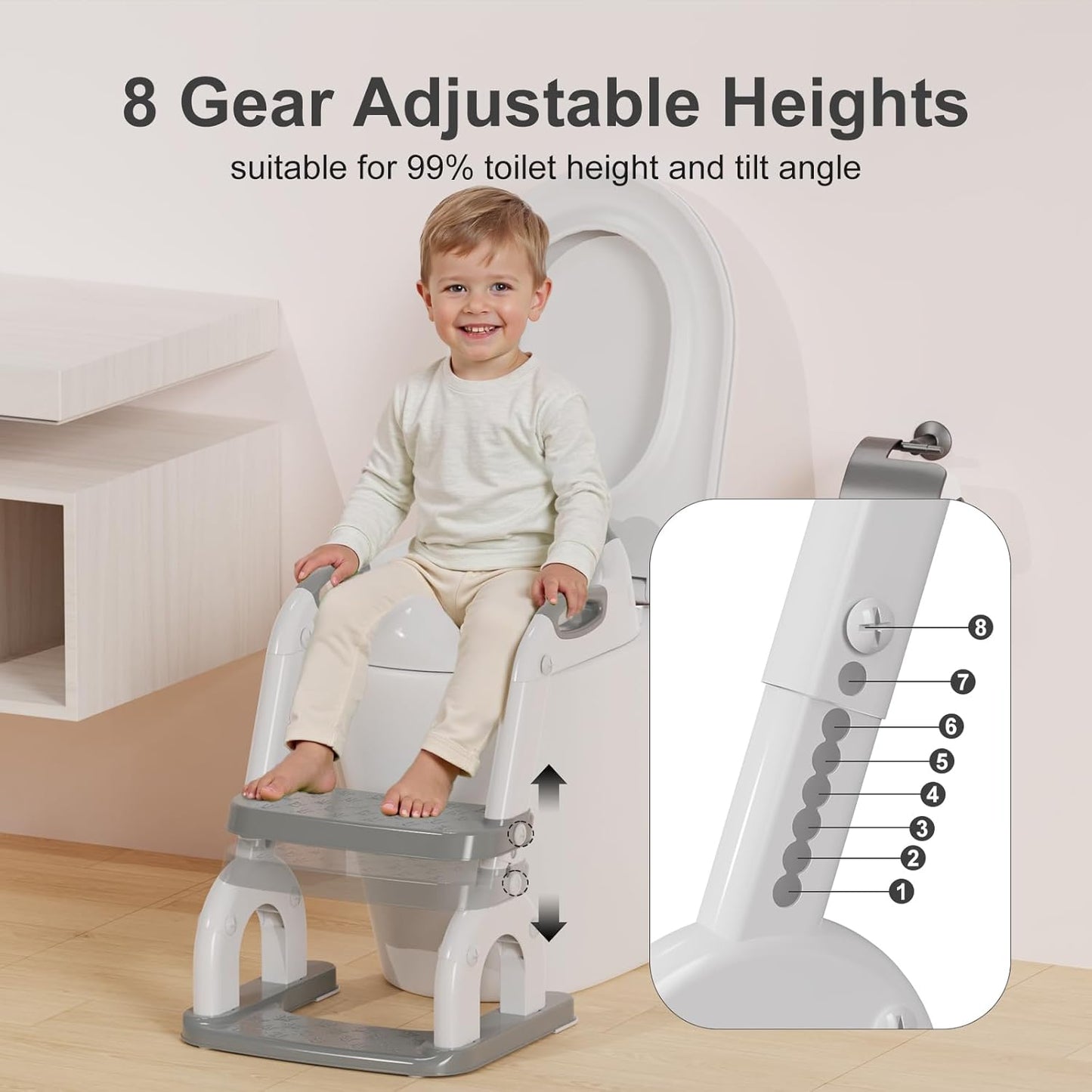 Potty Training Seat with Step Stool Ladder, Upgraded 2-in-1 Toddler Potty Training Toilet Seat with Non-Slip Step Splash Guard Handles and Waterproof Cushion, Toddler Potty Seat for Kids Boys Girls