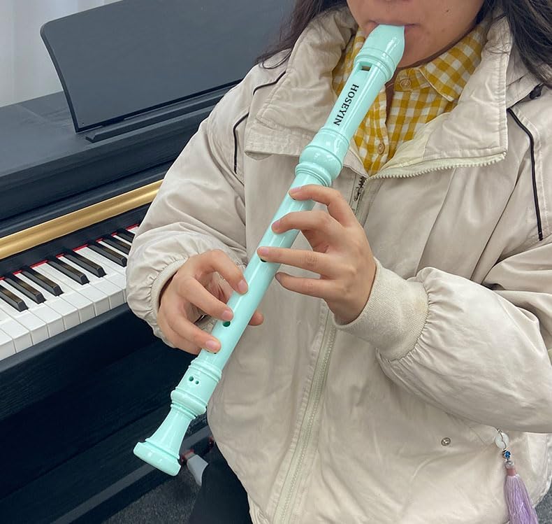 Alto Recorder Baroque style German style F Key 8 Holes Soprano Recorder for Beginners Kids students (Light green)