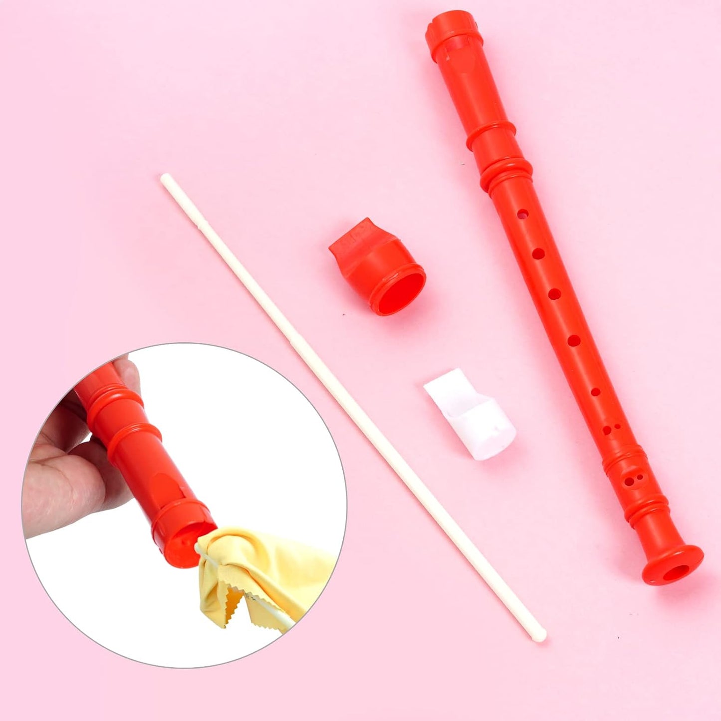 3 Pack 8 Hole Soprano Recorders Descant Flute With Cleaning Rod German Style for Beginner Graduation or Back to School Gift (dark blue, red, white)