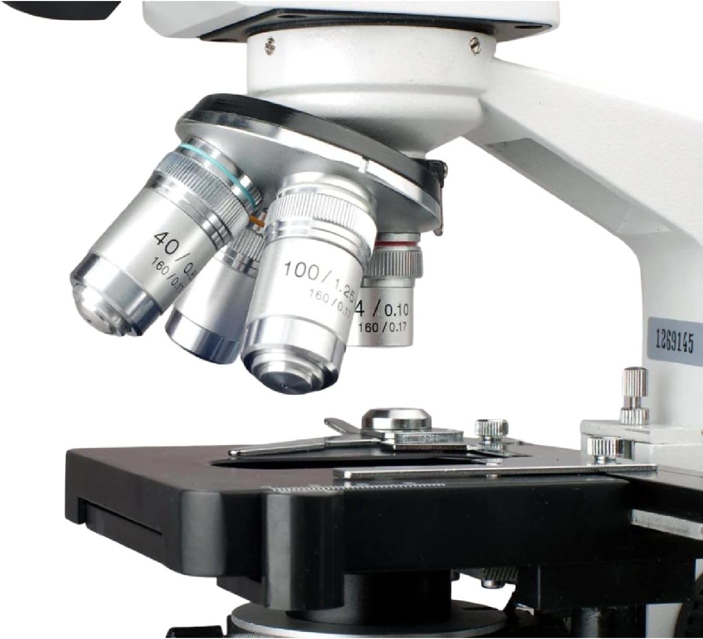 AmScope B120C-WM-PS100 Siedentopf Binocular Compound Microscope, 40X-2500X Magnification, Brightfield, LED Illumination, Abbe Condenser, Double-Layer Mechanical Stage, Includes Book and Set of 100 Prepared Slides