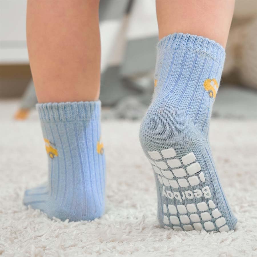 Baby Non Slip Ankle Socks with Grippers for 0 Months-7 Years Old Walking Socks