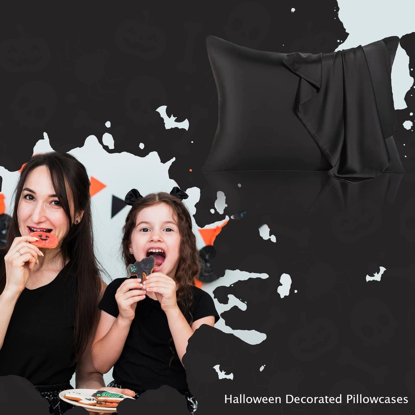 Mulberry Silk Pillowcase for Hair and Skin,King Size Cooling Silk Pillow Case with Hidden Zipper,Allergen Proof Dual Sides Soft Breathable Smooth Silk Pillow Cover for Women(King,Black)