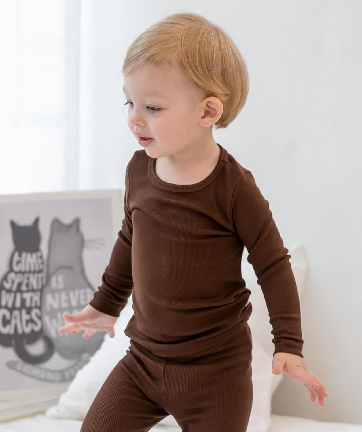 AVAUMA Baby Boys Girls Pajama Set Kids Toddler Snug fit Ribbed Sleepwear pjs for Daily Life Style