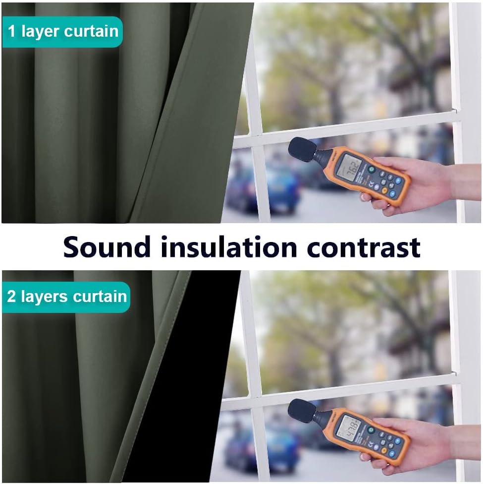 NICETOWN 100% Blackout Curtains 102" Long, Pair of Energy Smart & Noise Blocking Out Drapes for Baby Room Window, Thermal Insulated Guest Room Lined Window Dressing(Dark Mallard, 52" Wide)