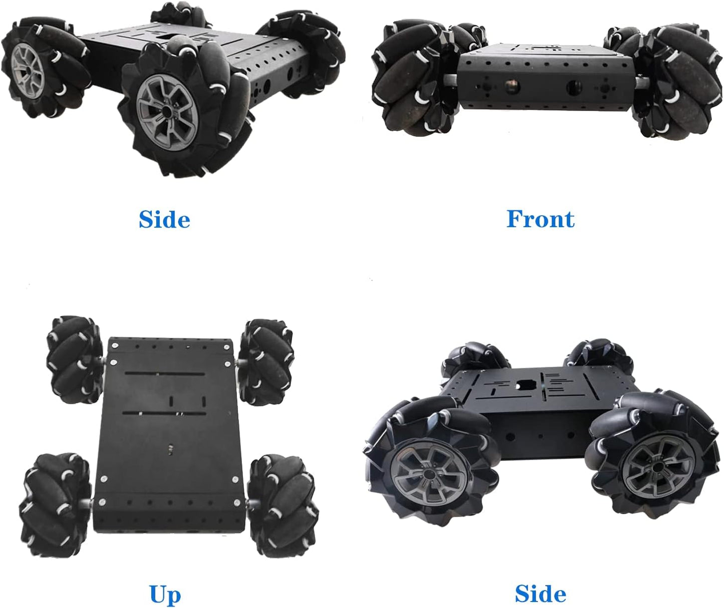 4WD Omni-Directinal Smart Robot Car Chassis with 96mm Mecanum Wheel & DC Motors, RC Aluminum Alloy Frame DIY Steam Platform for Raspberry Pie ROS Python Arduino Uno R3 Ai Coding Program Learning