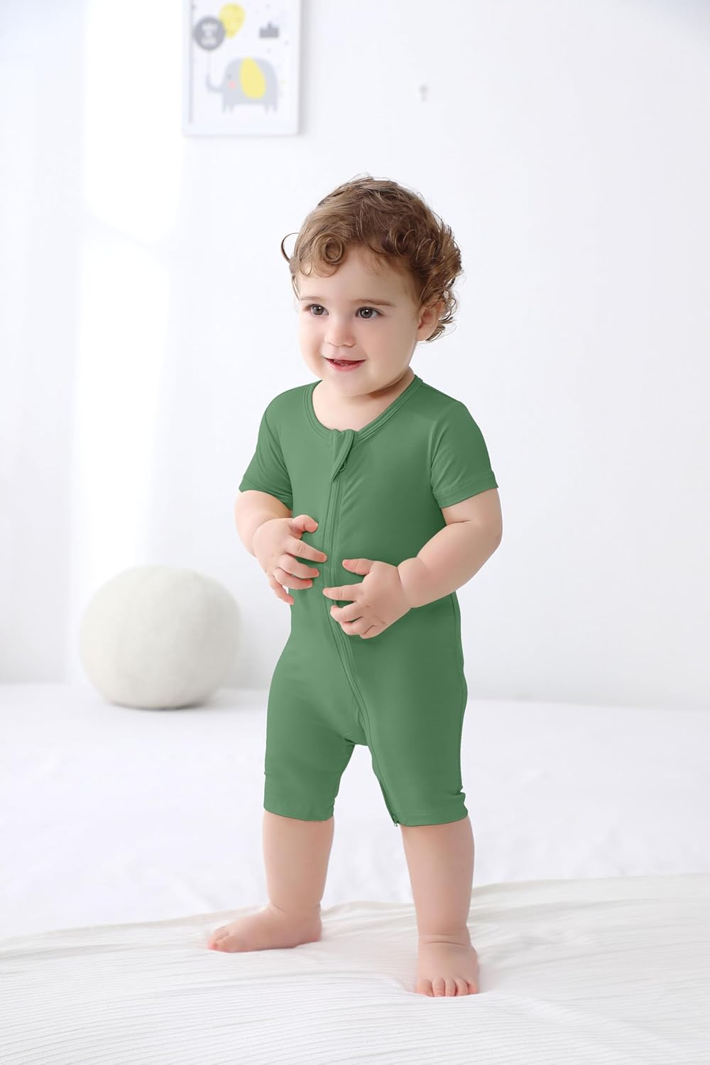 GUISBY Rayon made from bamboo Baby Pajamas Short Sleeve Footless Rompers 2 Way Zipper Sleeper for Baby