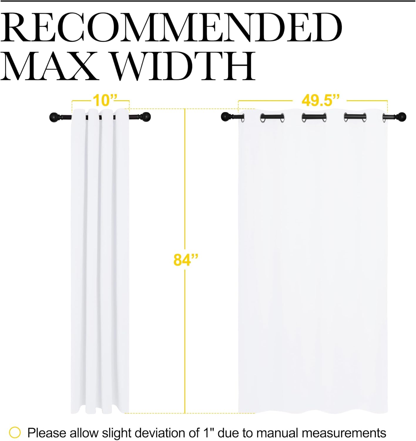 NICETOWN 100% Blackout Window Curtain Panels, Cold and Full Light Blocking Drapes with Black Liner for Nursery, 84 inches Drop Thermal Insulated Draperies (White, 2 Pieces, 52 Wide Each Panel)