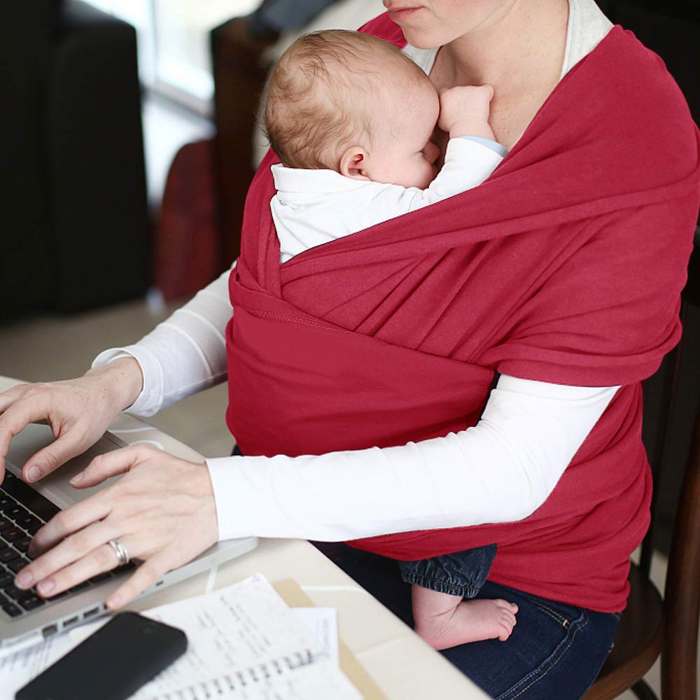 Acrabros Baby Wrap Carrier,Hands Free Baby Carrier Sling,Lightweight,Breathable,Softness,Perfect for Newborn Infants and Babies Shower Gift,Royal Red