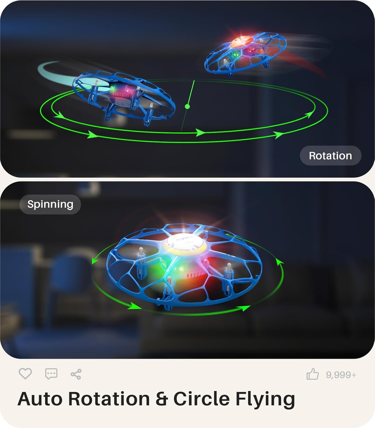 SYMA Kids Drone with 7-Color LED Light Modes, X660 Indoor Drone with Full Propeller Guard Headless Mode Rotary Ascent, Lightweight Easy to Fly Remote Control Airplane Gift for Adults Boys and Girls