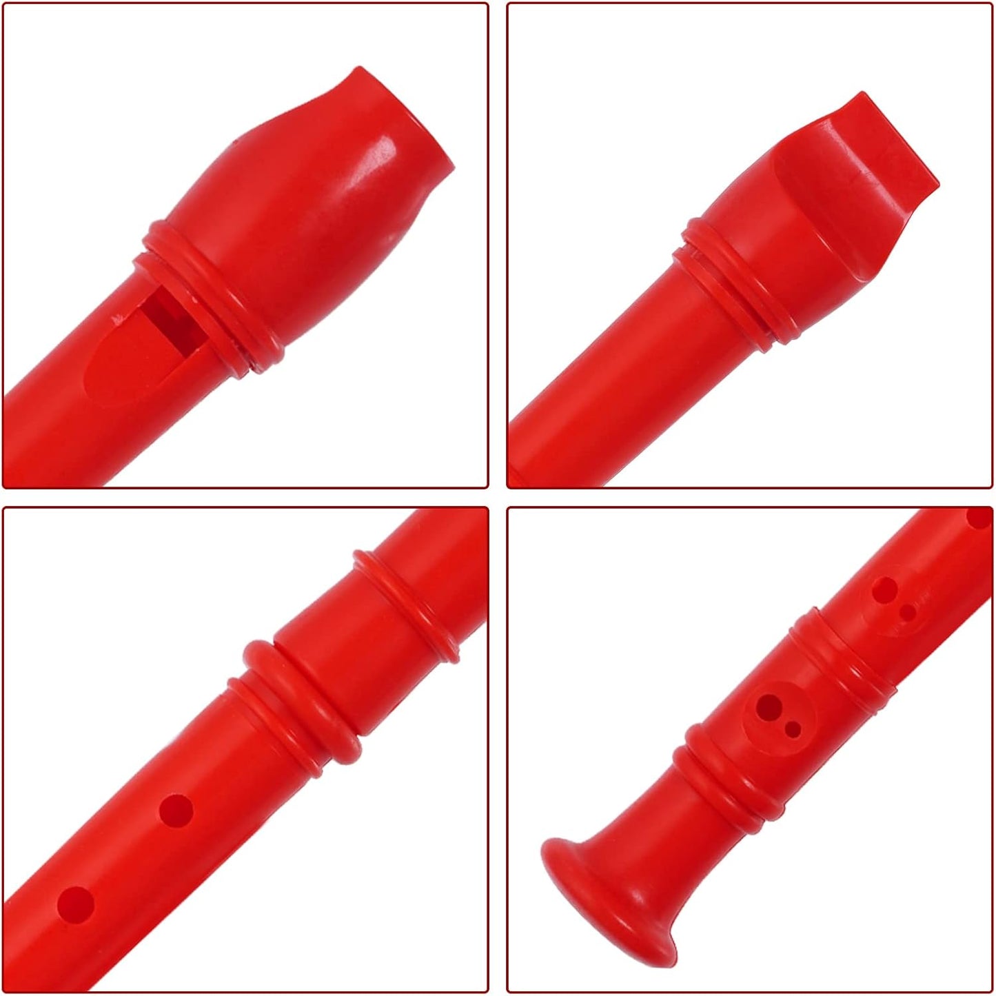 3 Pack 8 Hole Soprano Recorders Descant Flute With Cleaning Rod German Style for Beginner Graduation or Back to School Gift (dark blue, red, white)