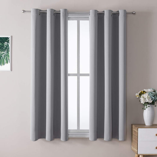 ChrisDowa Grommet Blackout Curtains for Bedroom and Living Room - 2 Panels Set Thermal Insulated Room Darkening Curtains (Light Grey, 38W x 54L)