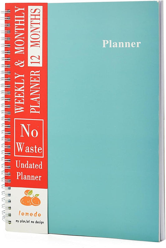 8.5"×11" Undated Weekly Planner, 158 Pages Non Date Monthly Planner Weekly To Do List Notepad with Goals & Note, A4 Large Blank Monthly Planners for Women Men Homeschool Office Supplies