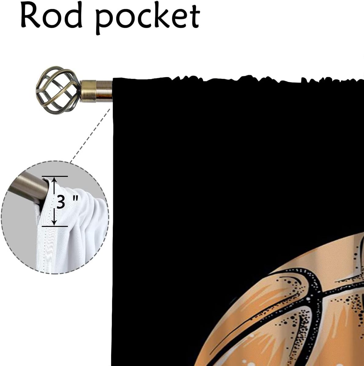 Basketball Blackout Curtains for Boy Girl Room Darkening Decor,Sport Theme Motto Dark Background Bedroom Living Room Home Rod Pocket Thermal Insulated Window Curtain/Drapes Panel,42x63 Inch…