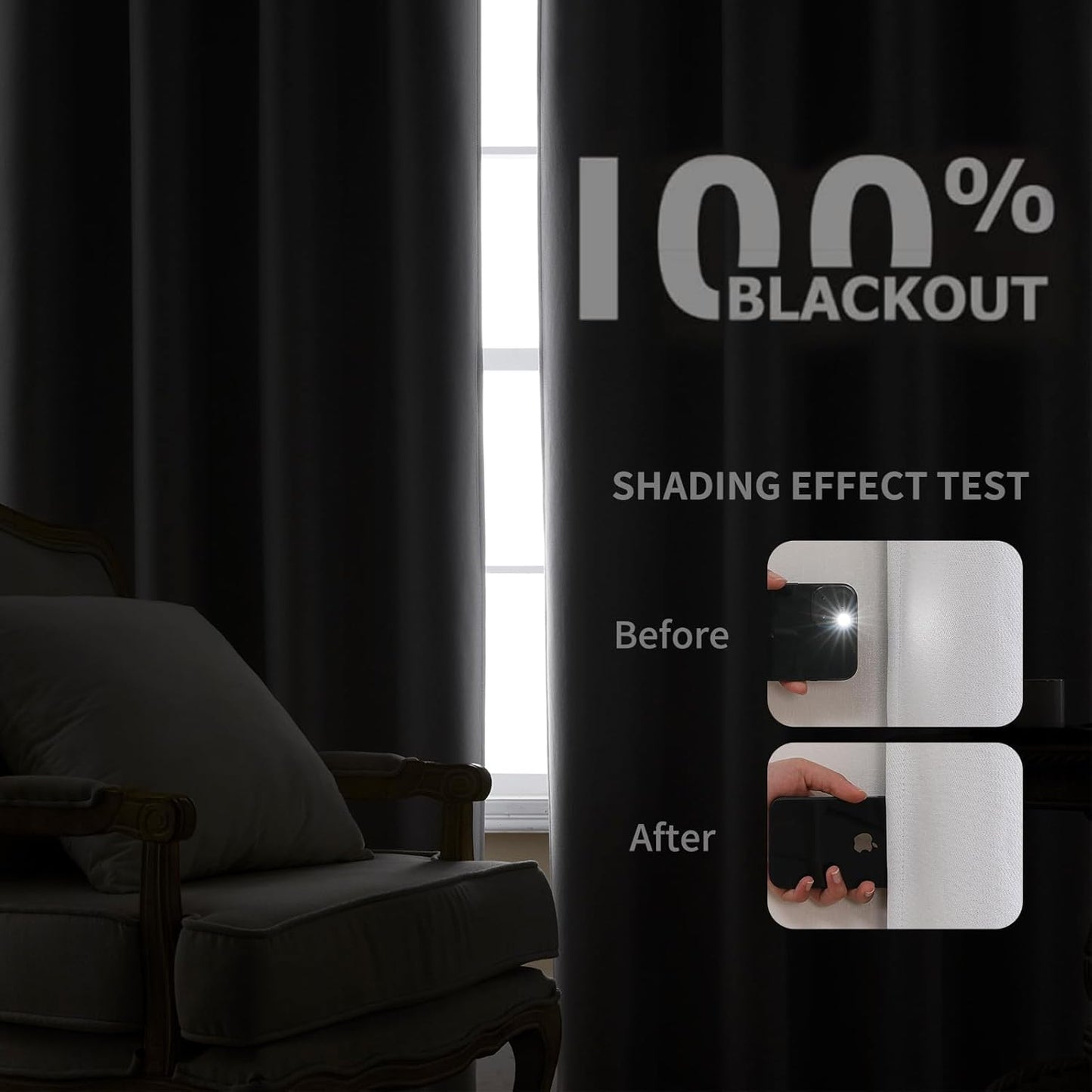 Joydeco 100% Blackout Curtains 72 Inches Long 2 Panels Set, Thermal Insulated Long Curtains& Drapes 2 Burg, Room Darkening Drapes for Bedroom Living Room Window (Pure White, W52 x L72 Inch)