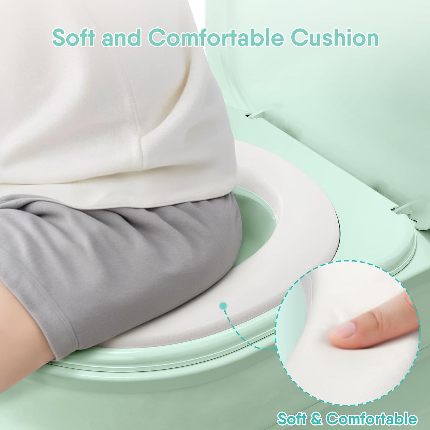 2-in-1 Toddler Potty Training Toilet - Larger Potty Chair & Detachable Training Seat for Boys & Girls Ages 1-3 with Flushing Sound, Wipes Storage, Toilet Paper Holder