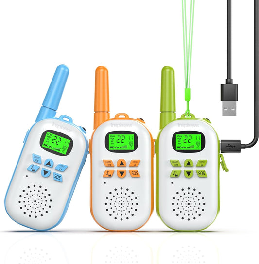 Walkie Talkies for Kids Rechargeable,Toys for Boys and Girls Ages 3-12, 3 Pack Long Range 2-Way Radios, Birthday Gifts,Christmas Stockings, Outdoor Play, Family Games, Hiking Camping Gear