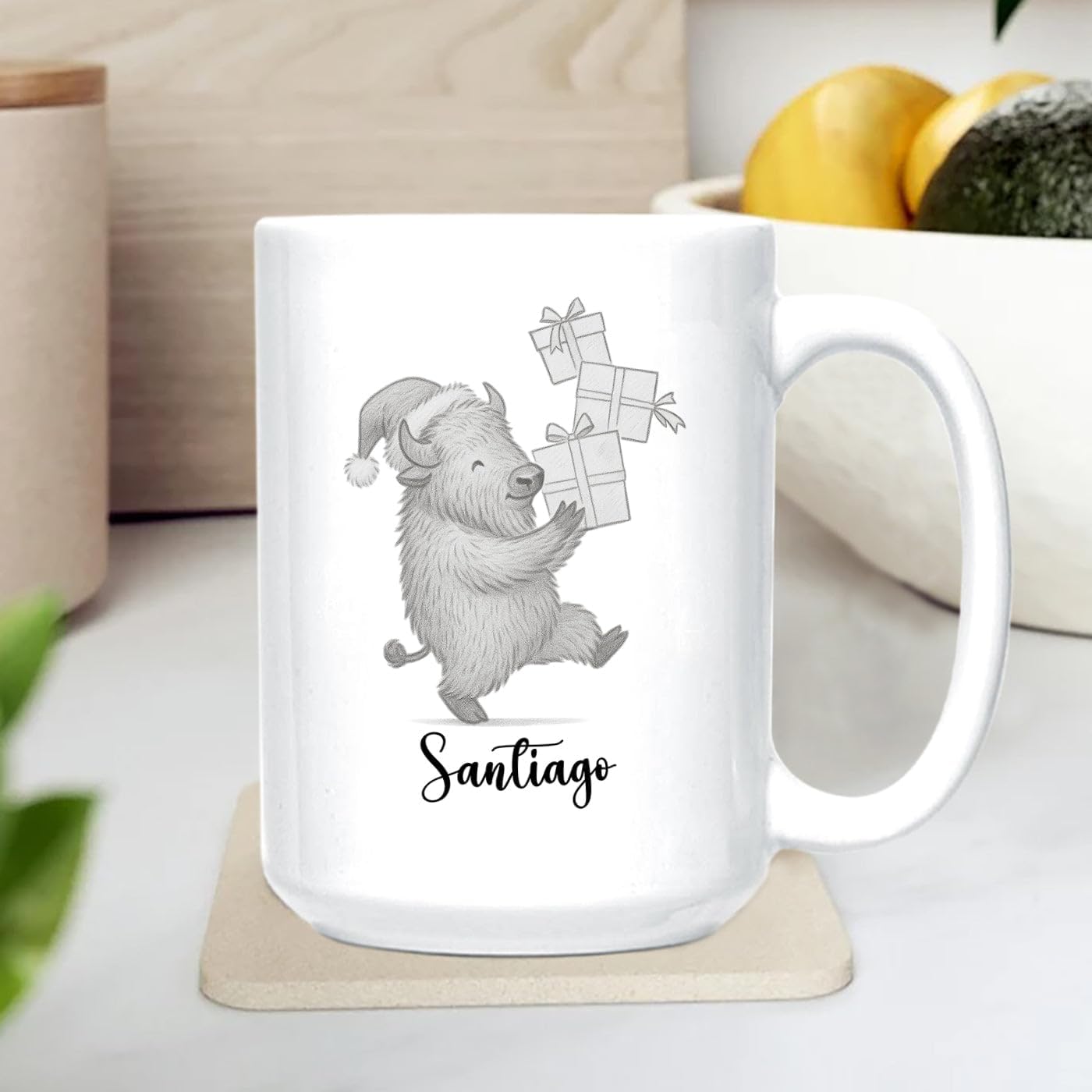 Unique Bison White Coffee Cup Gift For Thanksgiving Anniversary, Personalized Bison Lover Accent Ceramic Mug Gift For Men Women Friends Coworkers, Customized Choose Name Animal Coffee Mug 11 Oz 15 Oz